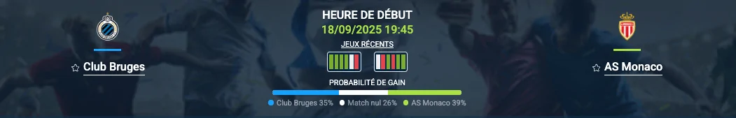 Pronostic Club Bruges-AS Monaco