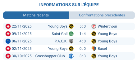 Young Boys en action lors d'un match.