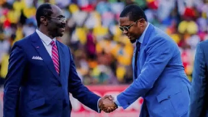 Samuel Eto’o lors de sa réélection à la FECAFOOT.