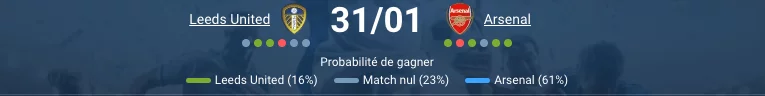 Leeds United contre Arsenal Premier League 31 janvier 2026 Elland Road
