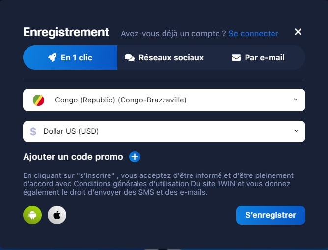 1win inscription