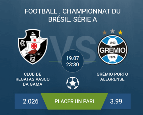 pronostic Vasco da Gama – Grêmio Porto Alegrense