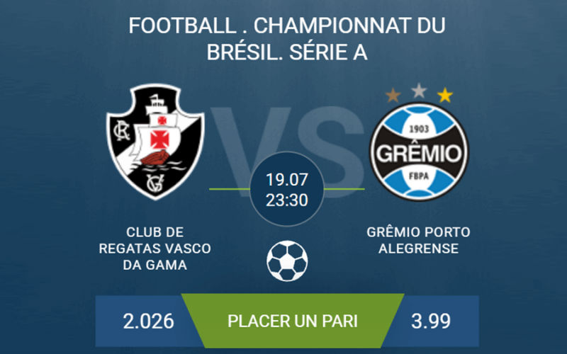 pronostic Vasco da Gama – Grêmio Porto Alegrense