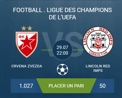 Pronostic Crvena Zvezda – Lincoln Red Imps