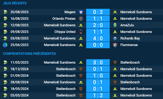 Pronostic Stellenbosch–Mamelodi Sundowns