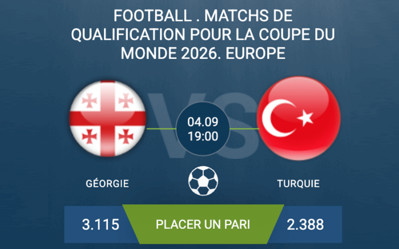 Pronostic Géorgie–Turquie