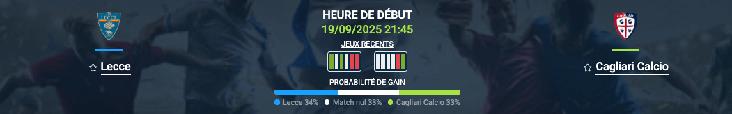 Pronostic Lecce-Cagliari Calcio