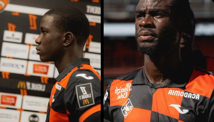 Darlin Yongwa à l'entraînement avec le FC Lorient.