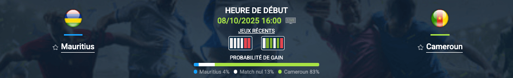Pronostic Mauritius-Cameroun