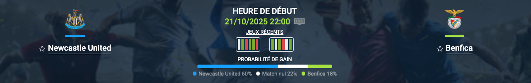 Pronostic Newcastle United - Benfica