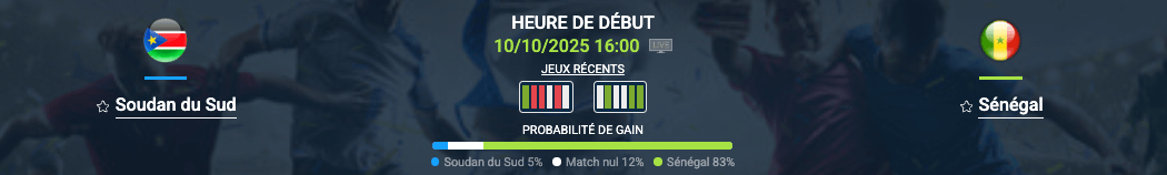 Pronostic Soudan du Sud-Sénégal
