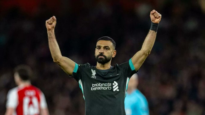 Mohamed Salah célébrant un but avec Liverpool.