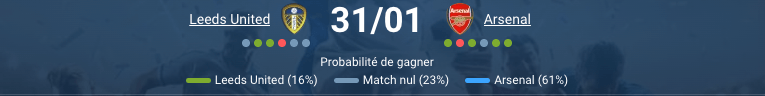 Leeds United contre Arsenal Premier League 31 janvier 2026 Elland Road