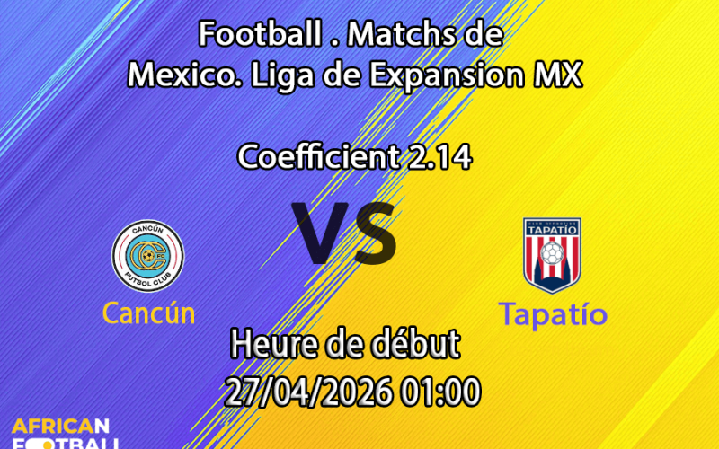 Pronostic Cancún FC vs CD Tapatío Liga de Expansión MX quart finale retour 27 avril 2026 – analyse paris sportifs African-Football