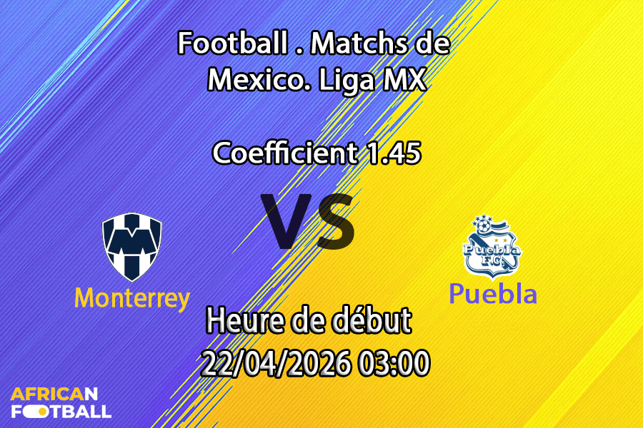 Pronostic Monterrey – Puebla en Liga MX Clausura. Analyse xG, H2H, cotes et verdict. Pariez malin avec African-Football.com.