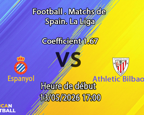 Pronostic Espanyol Athletic Bilbao au RCDE Stadium La Liga 36e journée 13 mai 2026 — analyse cotes 1xBet Afrique francophone