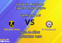 Pronostic Kahrbaa Haras El Hodoud au stade Ismailia, groupe de relégation Premier League égyptienne 18 mai 2026