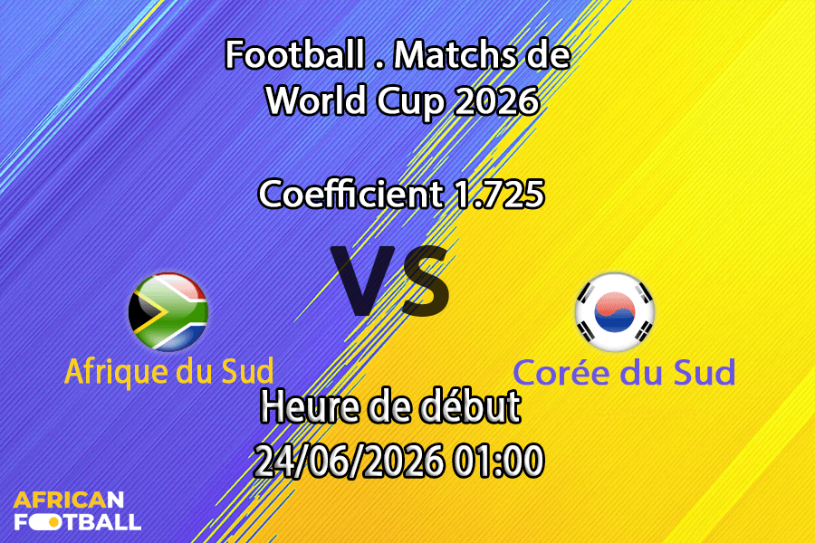 Pronostic Afrique du Sud Corée du Sud – Estadio BBVA Guadalupe, Coupe du Monde 2026, groupe A, 25 juin