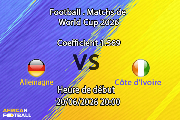 Pronostic Allemagne - Côte d'Ivoire – BMO Field Toronto, Coupe du Monde 2026 Groupe E, 20 juin 2026