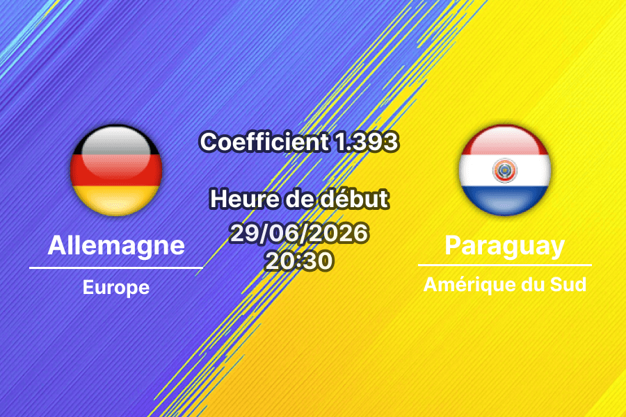 Pronostic Allemagne Paraguay – Gillette Stadium Foxborough, 16es de finale Coupe du Monde 2026, 29 juin