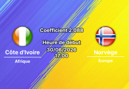 Pronostic Côte d'Ivoire Norvège – AT&T Stadium Arlington Dallas, 16es de finale Coupe du Monde 2026, 30 juin