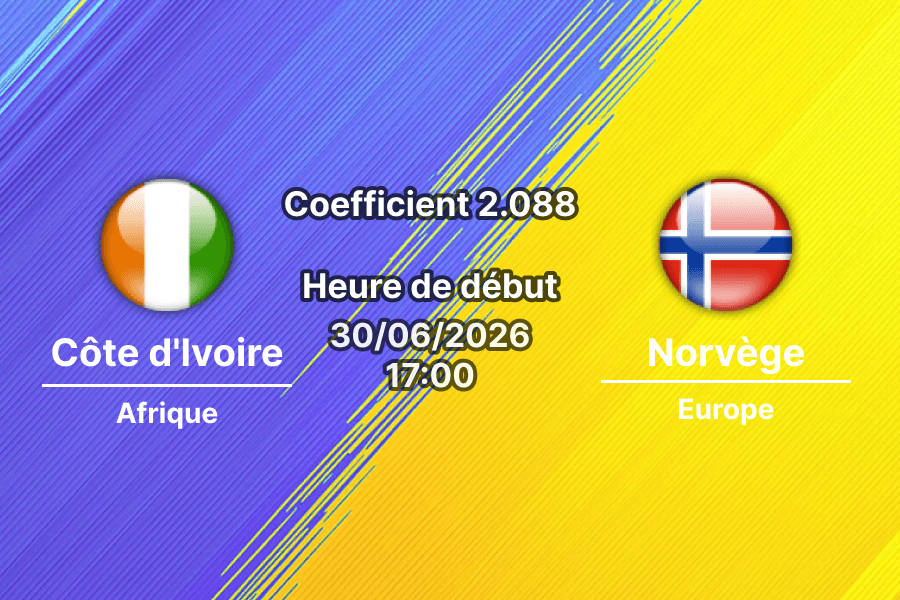 Pronostic Côte d'Ivoire Norvège – AT&T Stadium Arlington Dallas, 16es de finale Coupe du Monde 2026, 30 juin