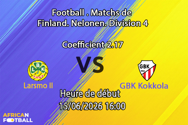 Pronostic Larsmo II GBK Kokkola – Nelonen Keski-Pohjanmaa journée 13 à Idrottspark TN Larsmo, 15 juin 2026