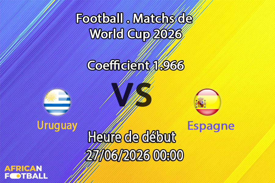 Pronostic Uruguay Espagne – Estadio Akron Guadalajara, Coupe du Monde 2026, groupe H, 27 juin