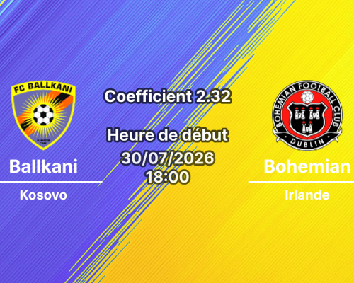 Pronostic Ballkani Bohemian – Fadil Vokrri Stadium Pristina, Conference League 2026-27, 30 juillet