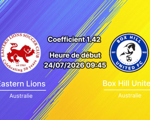 Pronostic Eastern Lions Box Hill United – Gardiners Creek Reserve Melbourne, VPL2 24 juillet 2026