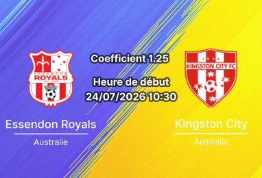 Pronostic Essendon Royals Kingston City – Cross Keys Reserve Melbourne, VPL2 24 juillet 2026
