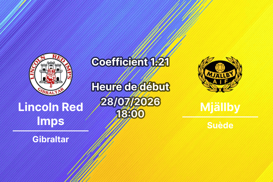 Pronostic Lincoln Red Imps Mjällby AIF – Europa Point Sports Complex Gibraltar, UEFA Champions League QR2 Retour, 28 juillet 202