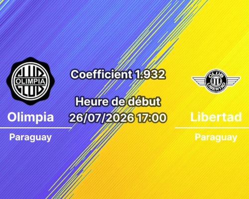 Pronostic Club Olimpia Club Libertad – Defensores del Chaco Asunción Paraguay, Primera División Tour 1, 26 juillet 2026