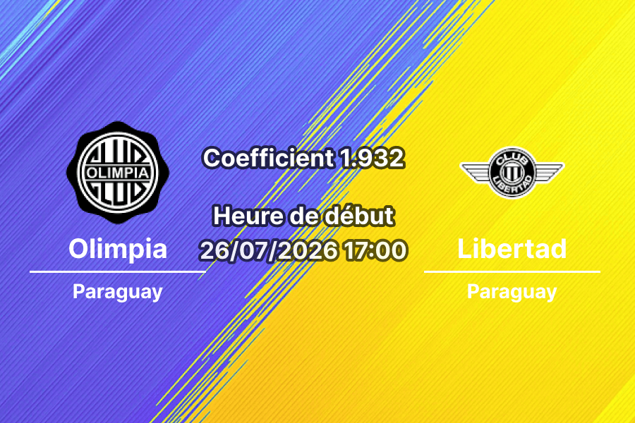 Pronostic Club Olimpia Club Libertad – Defensores del Chaco Asunción Paraguay, Primera División Tour 1, 26 juillet 2026