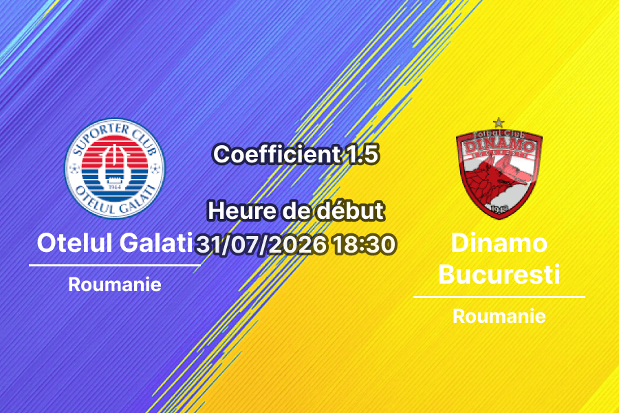 Pronostic Otelul Galati Dinamo Bucuresti – Stadionul Otelul Galati, Liga 1 Roumanie 2026-27, 31 juillet