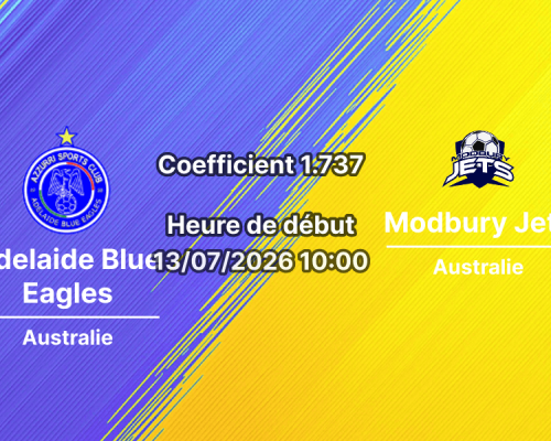 Pronostic Adelaide Blue Eagles Modbury Jets – Marden Sports Complex Adélaïde, NPL South Australia Tour 4, 13 juillet 2026