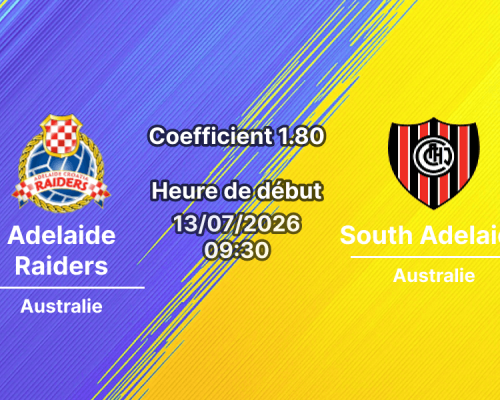 Pronostic Adelaide Raiders II South Adelaide II – Marden Sports Complex Adélaïde, Championnat Australie-Méridionale Ligue Réserve, 13 juillet 2026