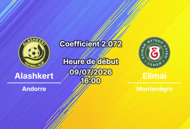 Pronostic Alashkert Elimai – Stade FFA Academy Erevan, Ligue Conférence UEFA qualification 9 juillet 2026