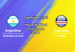 Pronostic Argentine Cap-Vert – Hard Rock Stadium Miami Gardens, 16e de finale Coupe du Monde 2026, 3 juillet 2026