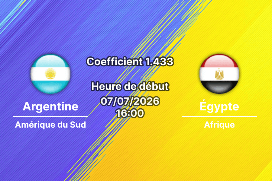 Pronostic Argentine Égypte – Mercedes-Benz Stadium Atlanta, 8e de finale Coupe du Monde 2026, 7 juillet 2026