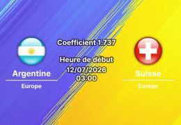 Pronostic Argentine Suisse – Arrowhead Stadium Kansas City, quart de finale Coupe du Monde 2026, 12 juillet 2026