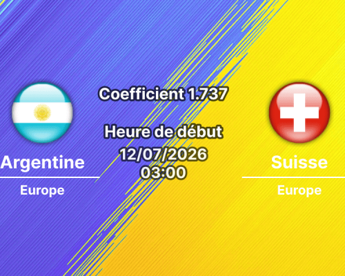 Pronostic Argentine Suisse – Arrowhead Stadium Kansas City, quart de finale Coupe du Monde 2026, 12 juillet 2026