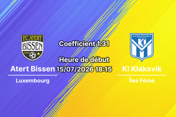 Pronostic Atert Bissen KI Klaksvik – Stade de Luxembourg, Ligue des Champions UEFA Q1 match retour, 15 juillet 2026