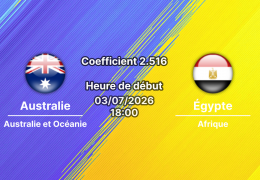Pronostic Australie Égypte – AT&T Stadium Arlington, 16e de finale Coupe du Monde 2026, 3 juillet 2026