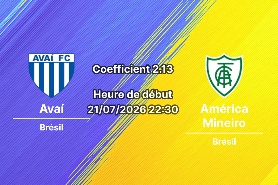 Pronostic Avaí América Mineiro – Estádio Ressacada Florianópolis, Brasileirão Série B Tour 19, 21 juillet 2026