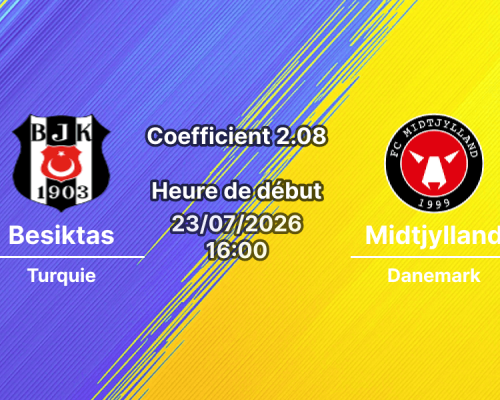 Pronostic Besiktas Midtjylland – Vodafone Park Istanbul Turquie, Ligue Europa UEFA 2e tour qualificatif aller, 23 juillet 2026