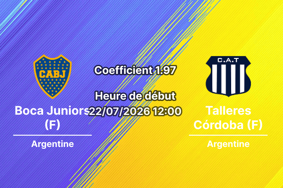 Pronostic Boca Juniors femmes Talleres Córdoba – Complejo Casa Amarilla Buenos Aires, Championnat Argentine féminin Tour 15, 22 juillet 2026