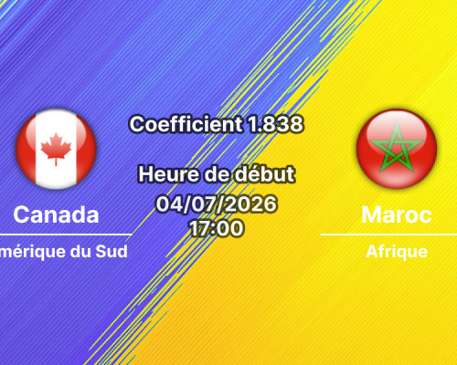 Pronostic Canada Maroc – NRG Stadium Houston, 8e de finale Coupe du Monde 2026, 5 juillet 2026
