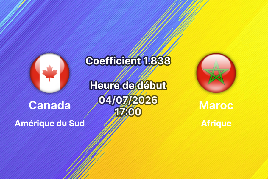 Pronostic Canada Maroc – NRG Stadium Houston, 8e de finale Coupe du Monde 2026, 5 juillet 2026