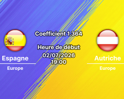 Pronostic Espagne Autriche, 2 juillet SoFi Stadium. Nico Williams forfait, Yamal titulaire : 3 paris argumentés pour ce 16e de finale du Mondial 2026.